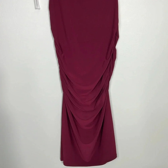 Timing Dark Boysenberry Bodycon Midi Dress - Size Medium - NWT - Deep V Neck - Picture 9 of 11